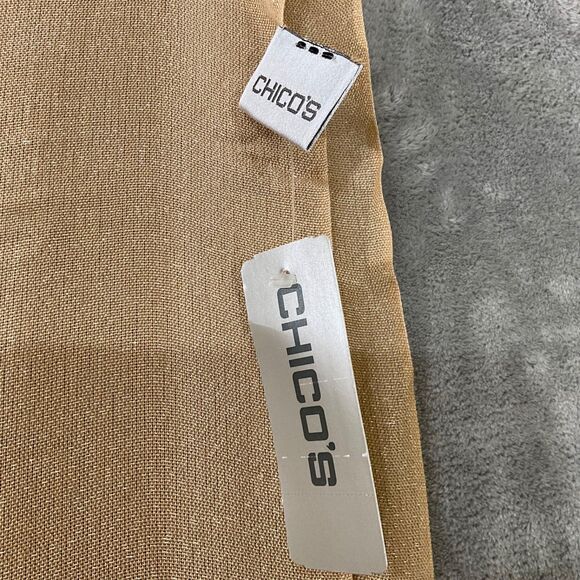 NWT Chicos Women’s OS linen blend Scarf Wrap Beige fringe multipurpose Holiday - Picture 7 of 11